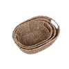 Set of 3 Oval Seagrass Tray with Inset Handles Natural thumbnail