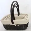 SET OF 3 RECTANGLE COFFEE WILLOW BASKETS WITH NATURAL LINER 40x30x18cmh thumbnail