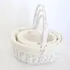 SET OF 3 OVAL WHITE WILLOW BASKETS WITH WHITE LINER 42x35x18cmh thumbnail