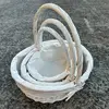 1. SET OF 3 OVAL WHITE WILLOW BASKETS WITH WHITE LINER 42x35x18cmh thumbnail