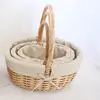 SET OF 3 OVAL HONEY WILLOW BASKETS WITH NATURAL LINER 42x35x18cmh thumbnail