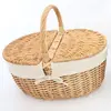 OVAL HONEY WILLOW PICNIC BASKET WITH NATURAL LINER 44x33x21cmh thumbnail