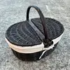 OVAL COFFEE WILLOW PICNIC BASKET WITH NATURAL LINER 44x33x21cmh thumbnail