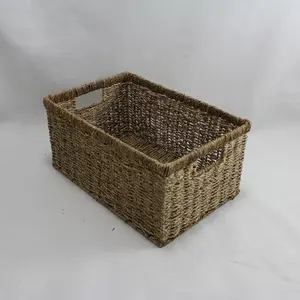 Small Rect Seagrass Storage Basket Natural 39.5x24.5x16.5cm Height