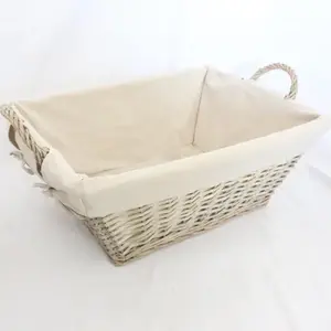 RECTANGLE GREYWASH WILLOW WASHING BASKET WITH NATURAL LINER 57x43x23cmh