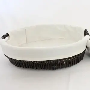 MEDIUM OVAL COFFEE WILLOW TRAY WITH NATURAL LINER 40x28x10cmh