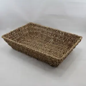 Large Rect Seagrass Tray Natural 33x23x7cm height