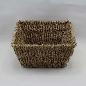 Small Square Natural Seagrass Tray 16x16x8cm height