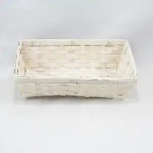 Small Rectangle Bamboo Tray Whitewash 25.5x18.5x7cm Height Small Rectangle Bamboo Tray Whitewash 25.5x18.5x7cm Height