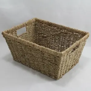 Small Rect Tapered Seagrass Storage Basket Natural 38x28x18.5cm Height Small Rect Tapered Seagrass Storage Basket Natural 38x28x18.5cm Height